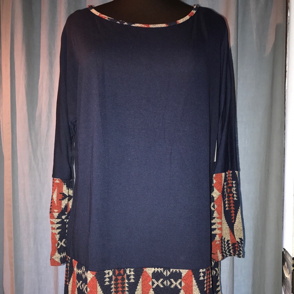 Navy Tunic with Aztec Accents